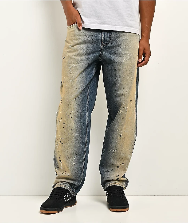 Empyre Paint N Blast Blue Wash Loose Fit Skate Jeans