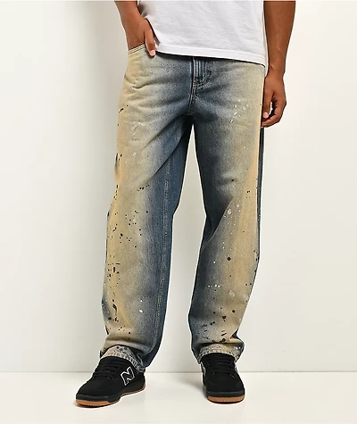 Empyre Paint N Blast Blue Wash Loose Fit Skate Jeans