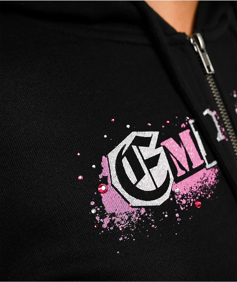 Empyre Pink Riot Black Crop Zip Hoodie