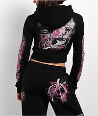 Empyre Pink Riot Black Crop Zip Hoodie