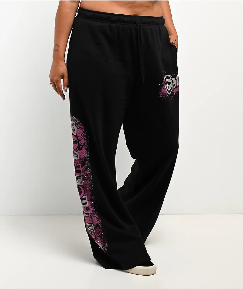 Empyre Pink Riot Black Wide Leg Sweatpants