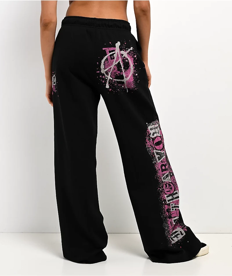 Empyre Pink Riot Black Wide Leg Sweatpants