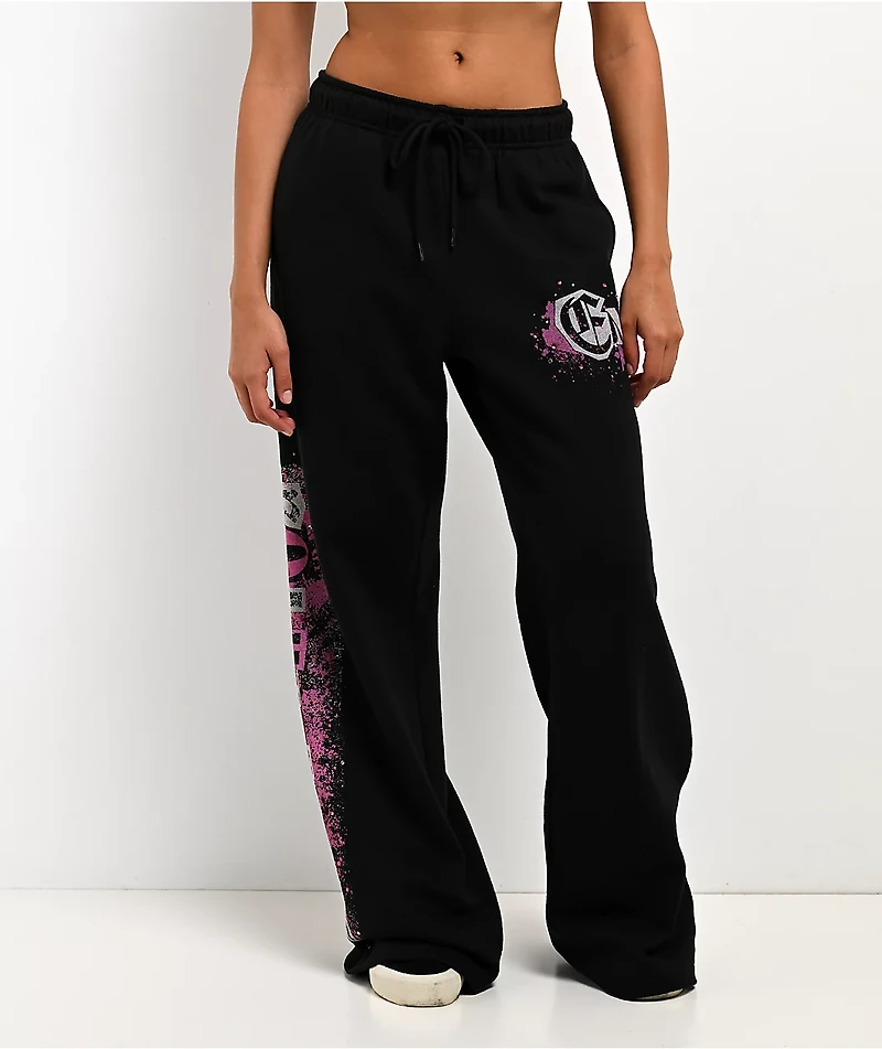 Empyre Pink Riot Black Wide Leg Sweatpants