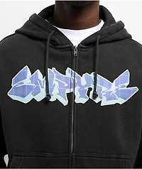 Empyre Punky Plaid Black Wash Zip Hoodie