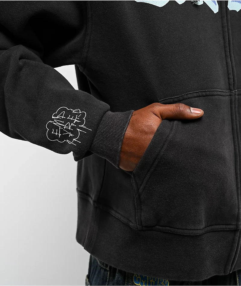 Empyre Punky Plaid Black Wash Zip Hoodie