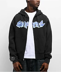 Empyre Punky Plaid Black Wash Zip Hoodie