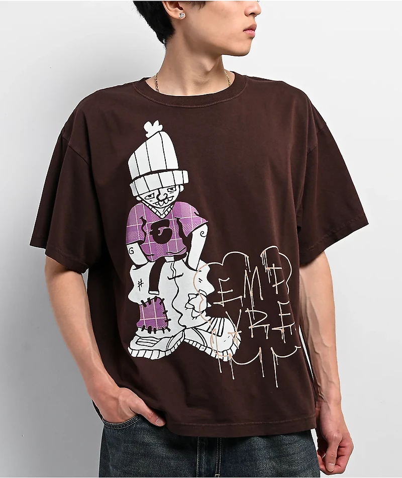 Empyre Punky Plaid Brown T-Shirt