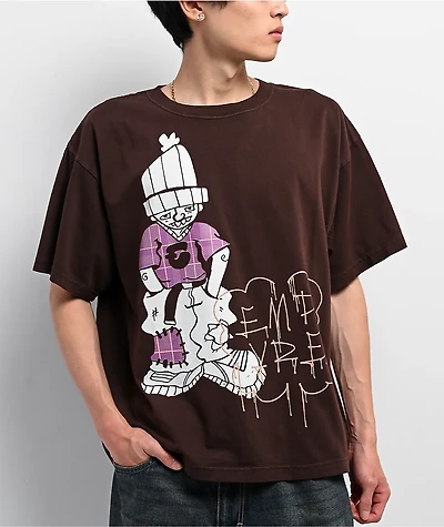 Empyre Punky Plaid Brown T-Shirt