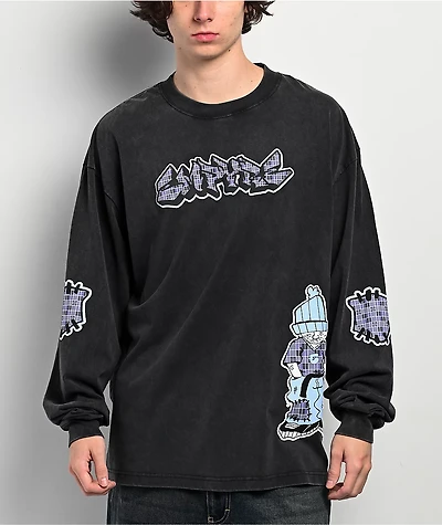 Empyre Punky Plaid Vintage Black Long Sleeve T-Shirt