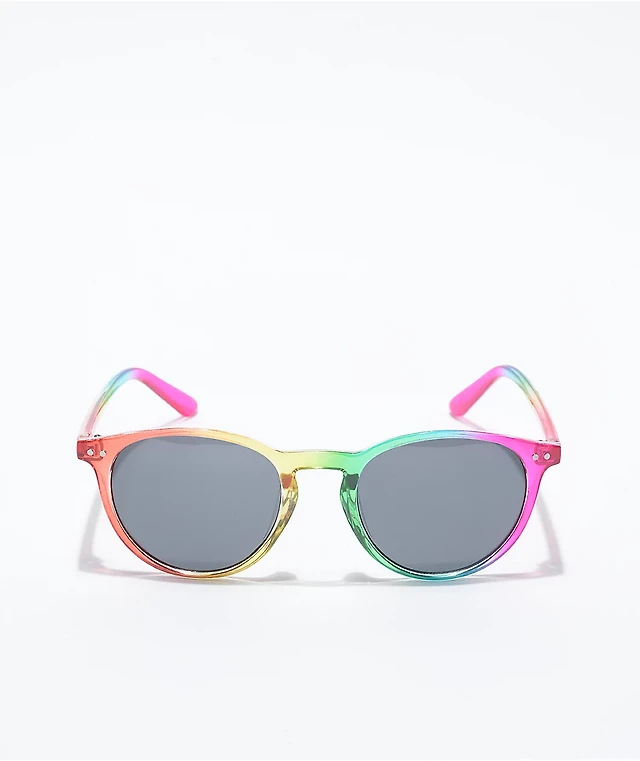 Chameleon iridescent hologram sunglasses oversized sheild goggle rainbow metal Retro Flat Top Rainbow Mirrored Goggle Shield Sunglasses  main image 3