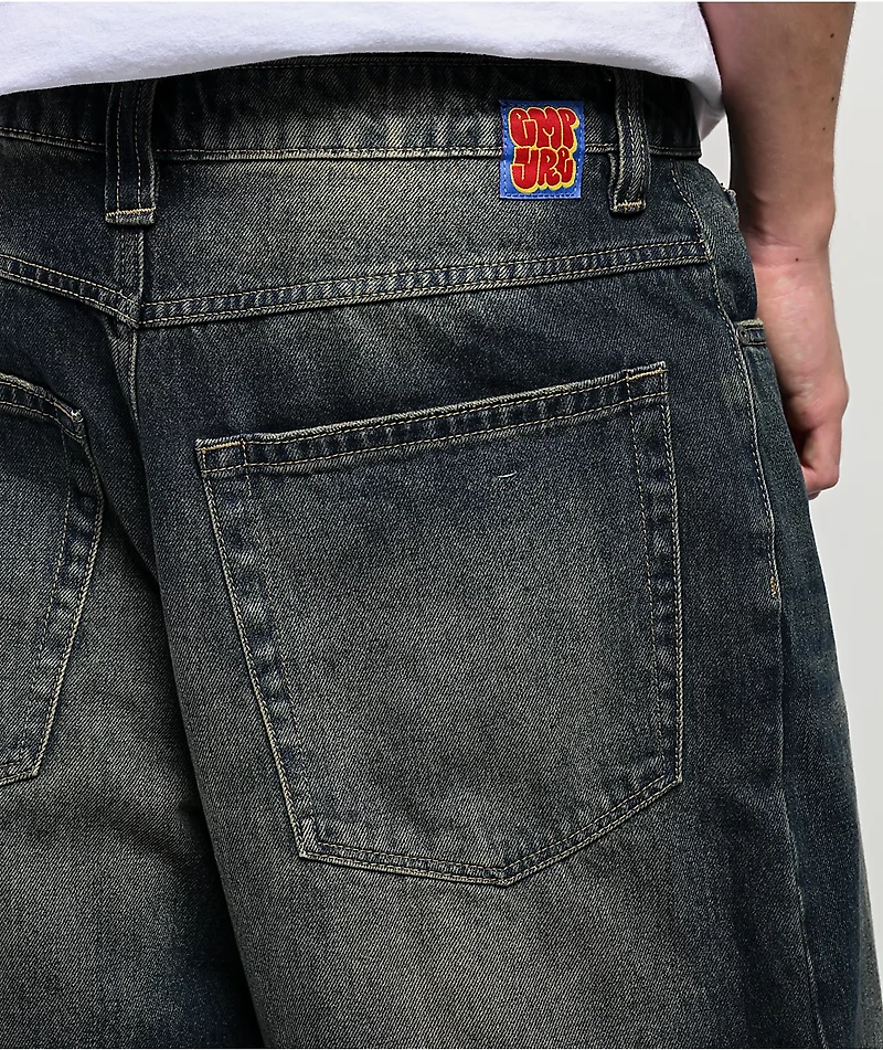 Empyre Ramp Blue Dirty Wash Ultra Wide Skate Jeans