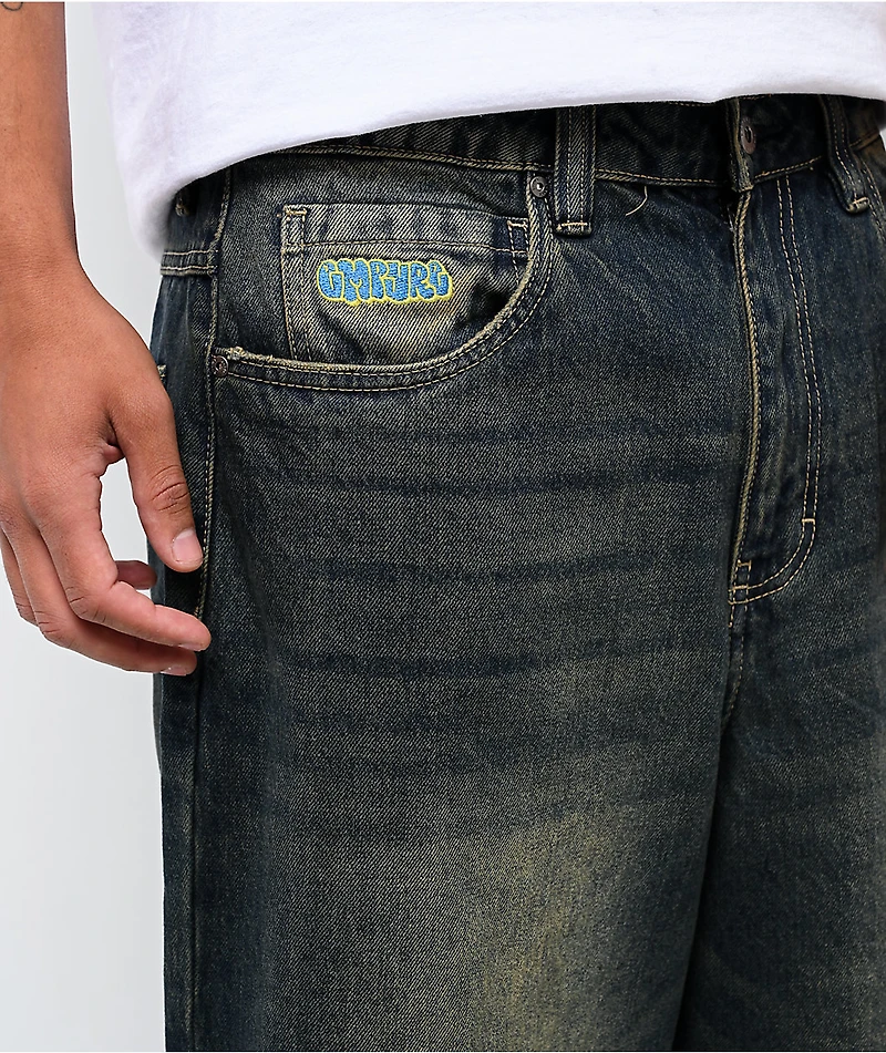 Empyre Ramp Blue Dirty Wash Ultra Wide Skate Jeans
