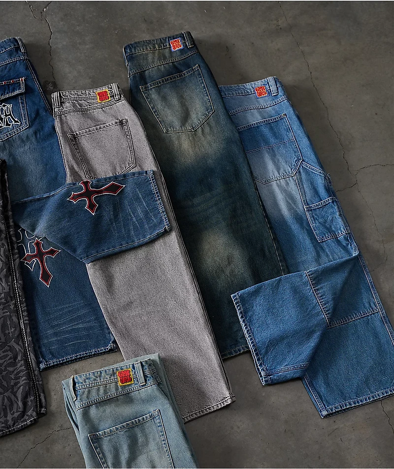Empyre Ramp Blue Dirty Wash Ultra Wide Skate Jeans