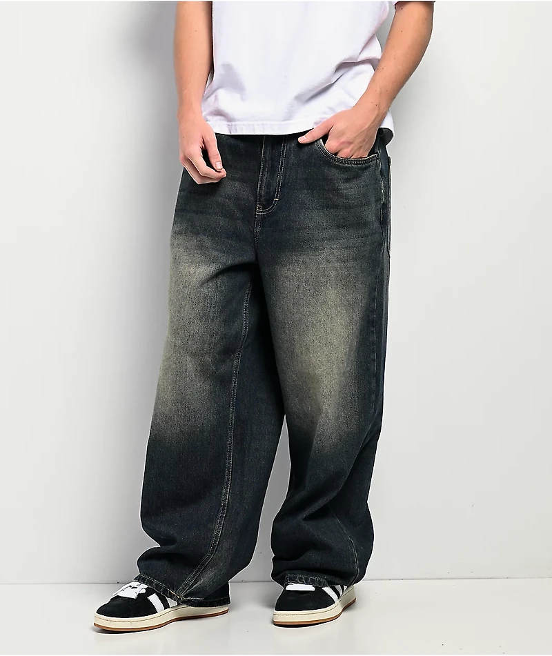 Empyre Ramp Blue Dirty Wash Ultra Wide Skate Jeans