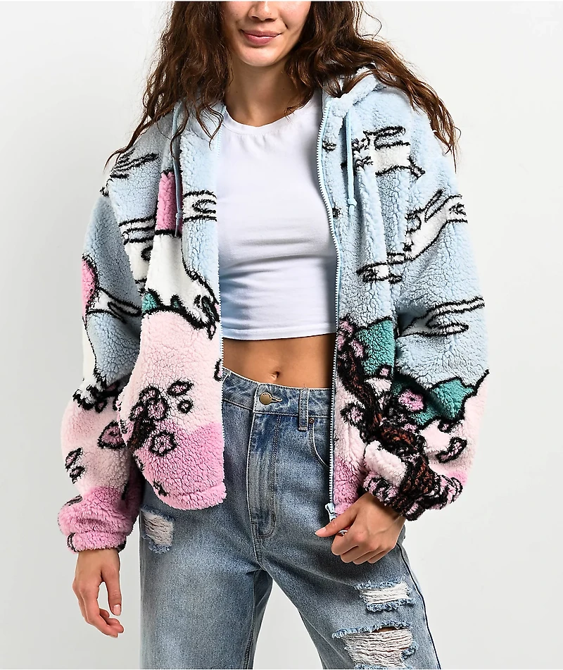 Empyre Raven Cherry Landscape Sherpa Zip Hoodie