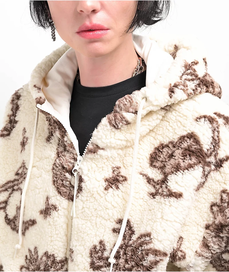 Empyre Raven Edgy Cream Sherpa Zip Hoodie