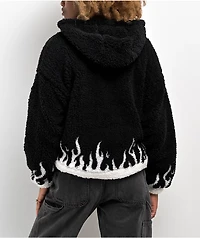 Empyre Raven Flames Black & White Sherpa Zip Hoodie
