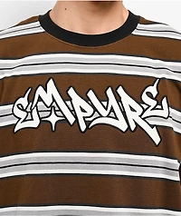 Empyre Razor Stripe Brown Knit T-Shirt