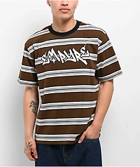 Empyre Razor Stripe Brown Knit T-Shirt