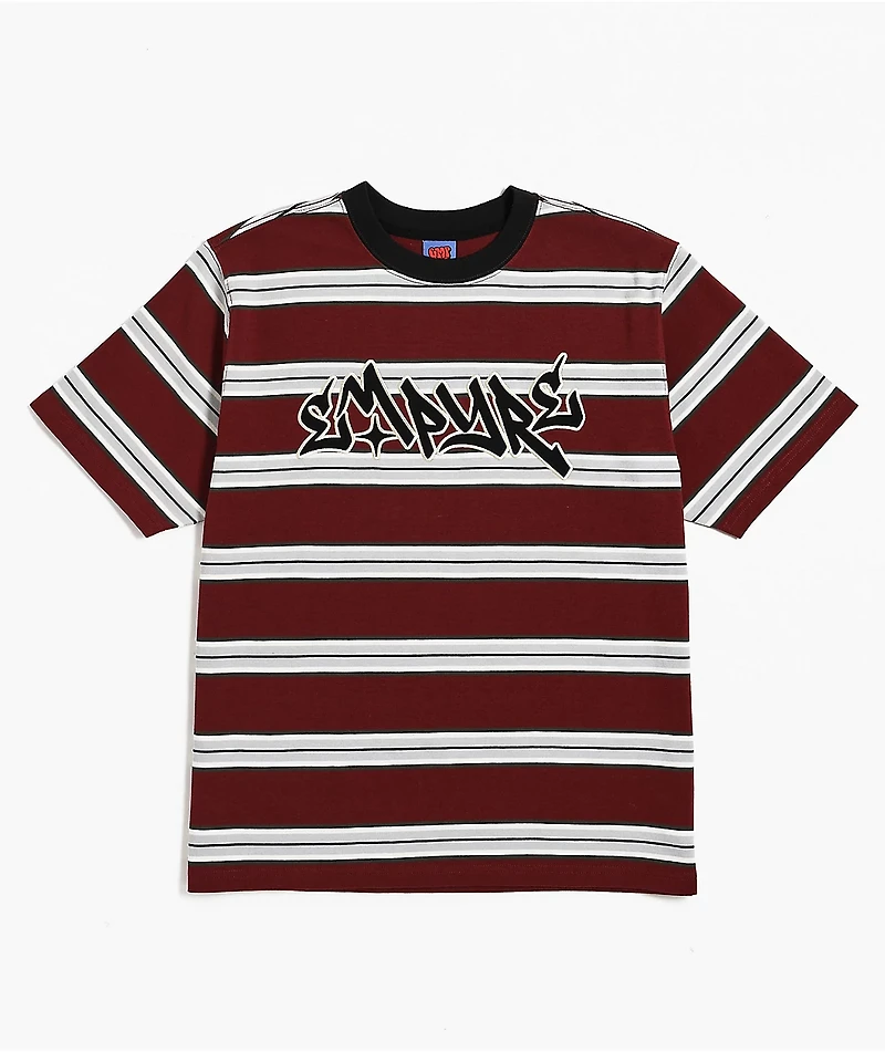 Empyre Razor Stripe Maroon Knit T-Shirt