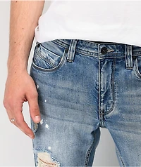 Empyre Recoil Harrison Blue Splatter Super Skinny Jeans