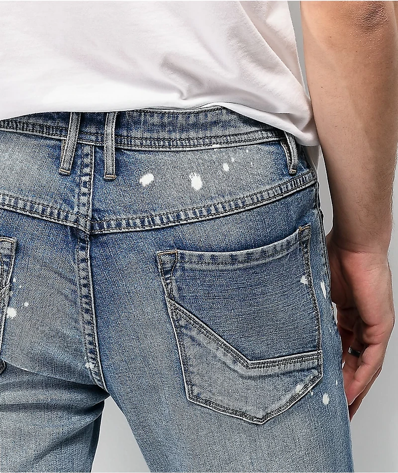 Empyre Recoil Harrison Blue Splatter Super Skinny Jeans