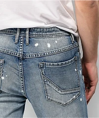 Empyre Recoil Harrison Blue Splatter Super Skinny Jeans
