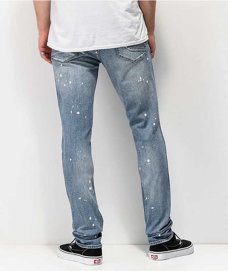 Empyre Recoil Harrison Blue Splatter Super Skinny Jeans