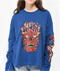 Empyre Reelah Flame Skull Blue Long Sleeve T-Shirt
