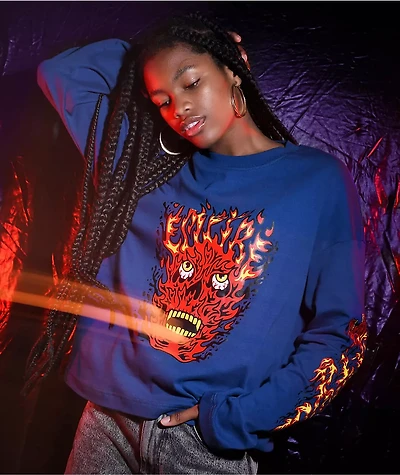 Empyre Reelah Flame Skull Blue Long Sleeve T-Shirt