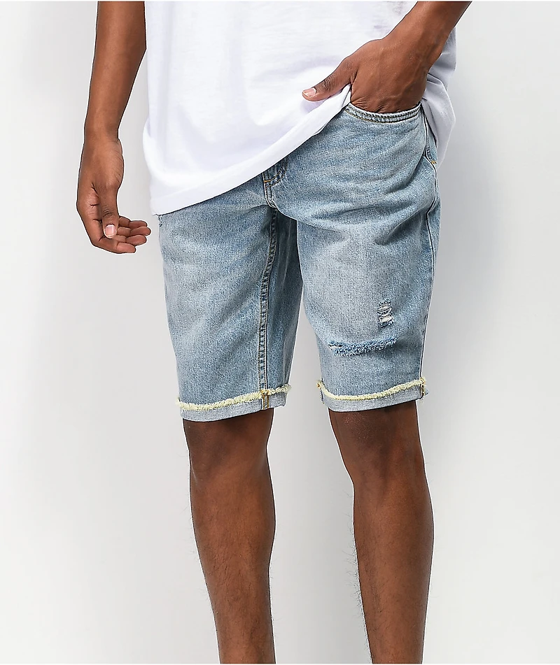 Empyre Richmond Aged Medium Blue Denim Shorts