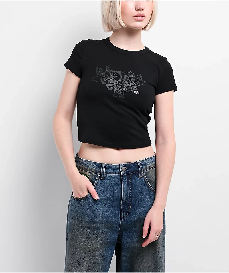 Empyre Rose Black Crop T-Shirt