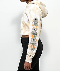 Empyre Rudy Grow Peace Tan Tie Dye Crop Zip Hoodie