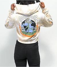 Empyre Rudy Grow Peace Tan Tie Dye Crop Zip Hoodie
