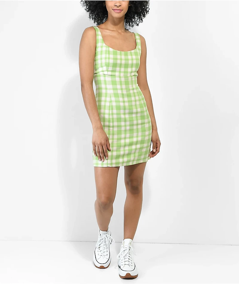 Empyre Sasha Green Plaid Tank Dress