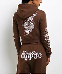 Empyre Scene Brown Crop Zip Hoodie
