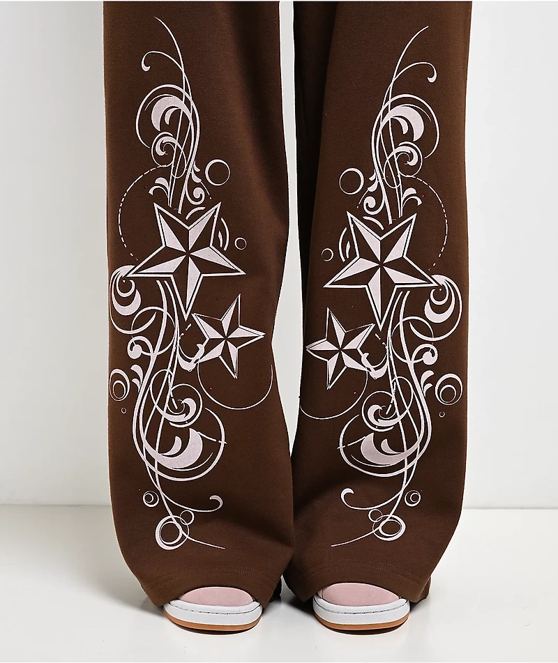 Empyre Scene Brown Wide Leg Sweatpants