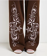 Empyre Scene Brown Wide Leg Sweatpants