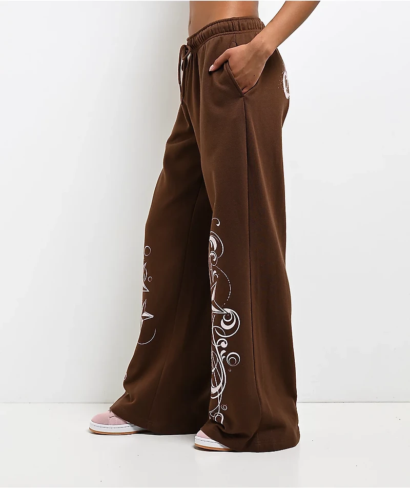 Empyre Scene Brown Wide Leg Sweatpants
