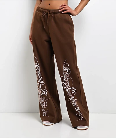 Empyre Scene Brown Wide Leg Sweatpants