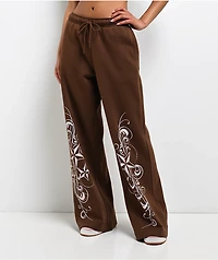 Empyre Scene Brown Wide Leg Sweatpants