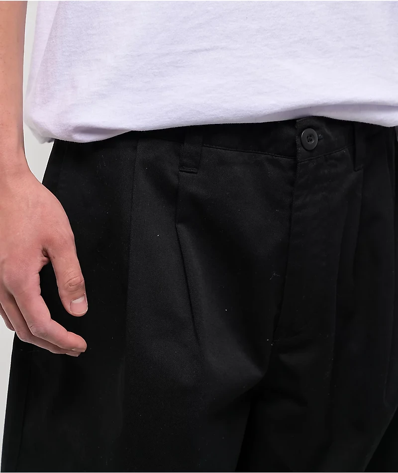 Empyre School Black Ultra Wide Skate Pleated Chino Pants