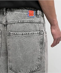 Empyre Scramble Ultra Wide Grey Wash Denim Skate Shorts