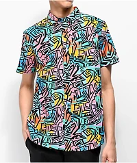 Empyre Shaped Geo Block Short Sleeve Button Up Shirt