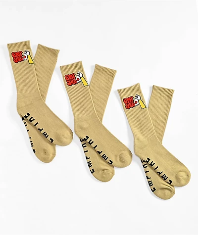 Empyre Skate 3 Pack Tan Crew Socks