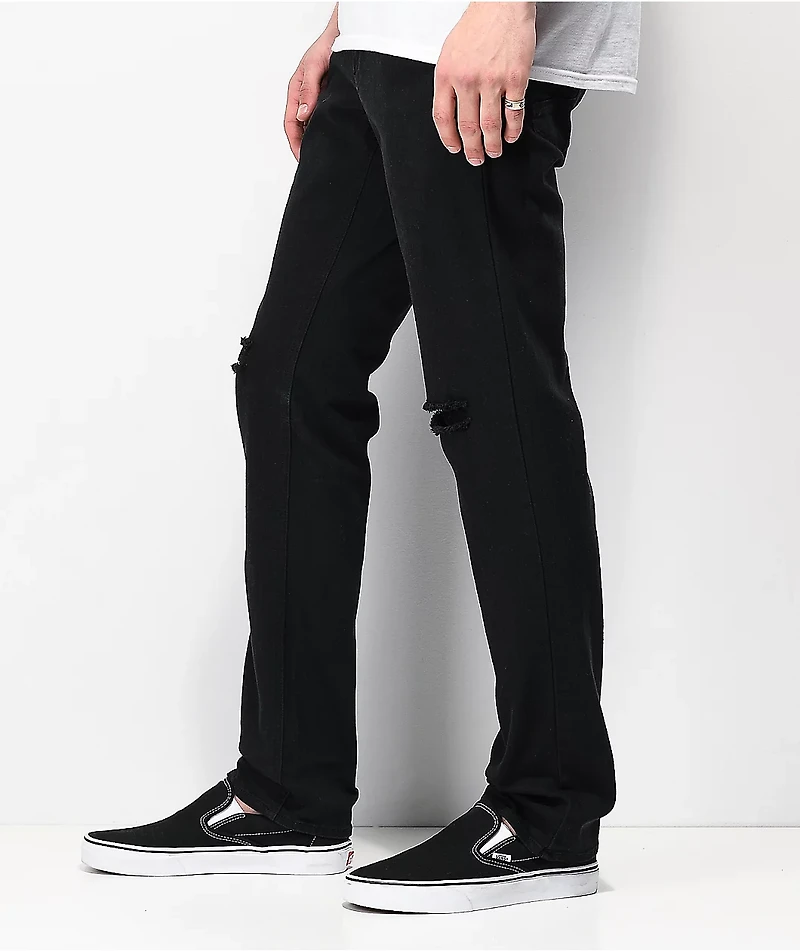 Empyre Skeletor Knee Slit Black Skinny Jeans
