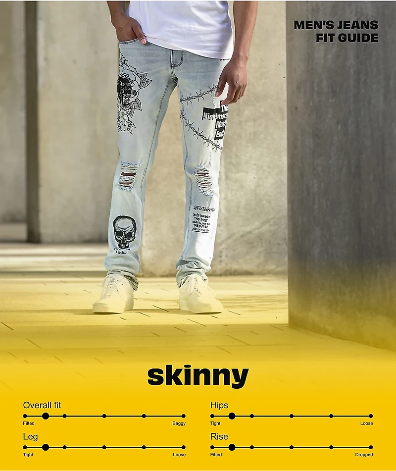 Empyre Skeletor Pally Blue Denim Skinny Jeans