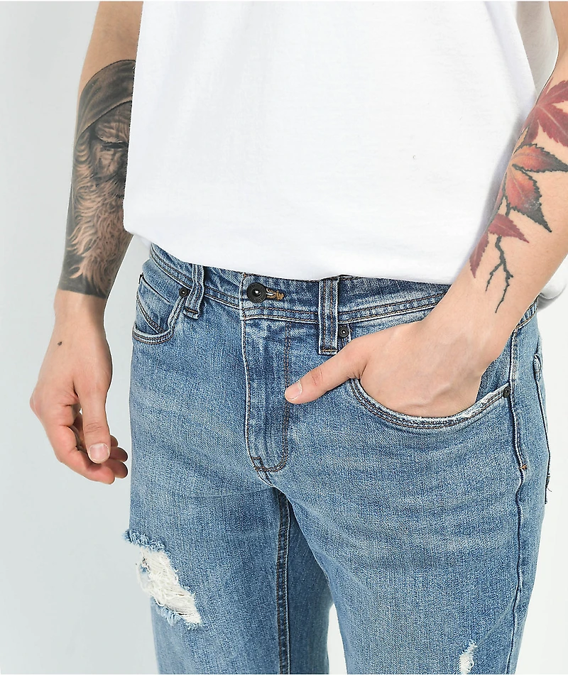 Empyre Skeletor Wreckage Light Blue Denim Skinny Jeans