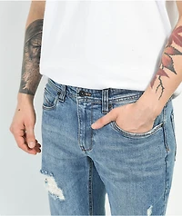 Empyre Skeletor Wreckage Light Blue Denim Skinny Jeans