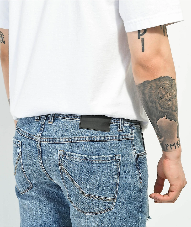 Empyre Skeletor Wreckage Light Blue Denim Skinny Jeans